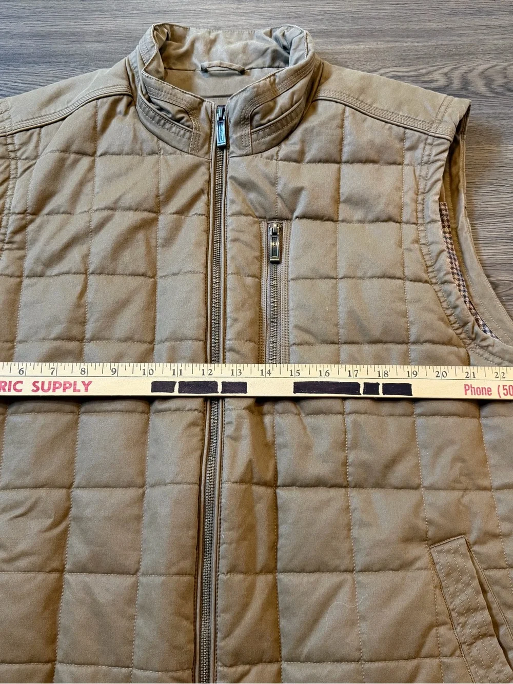 Johnston & Murphy Men’s XXL Full-Zip Quilted Faux Leather Vest Brown